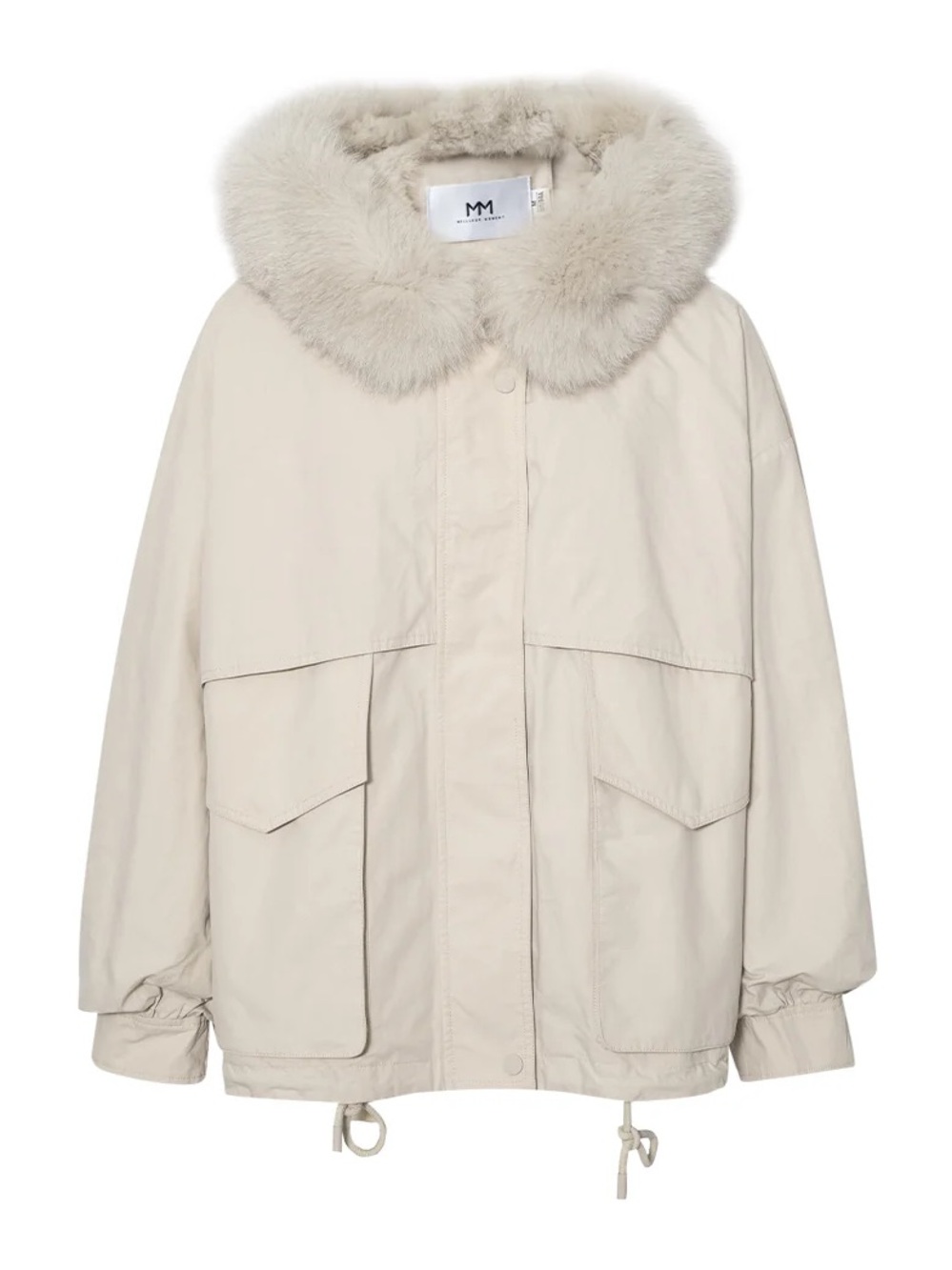 MEILLEUR MOMENT Rabbit Fur Short Parka Size Medium